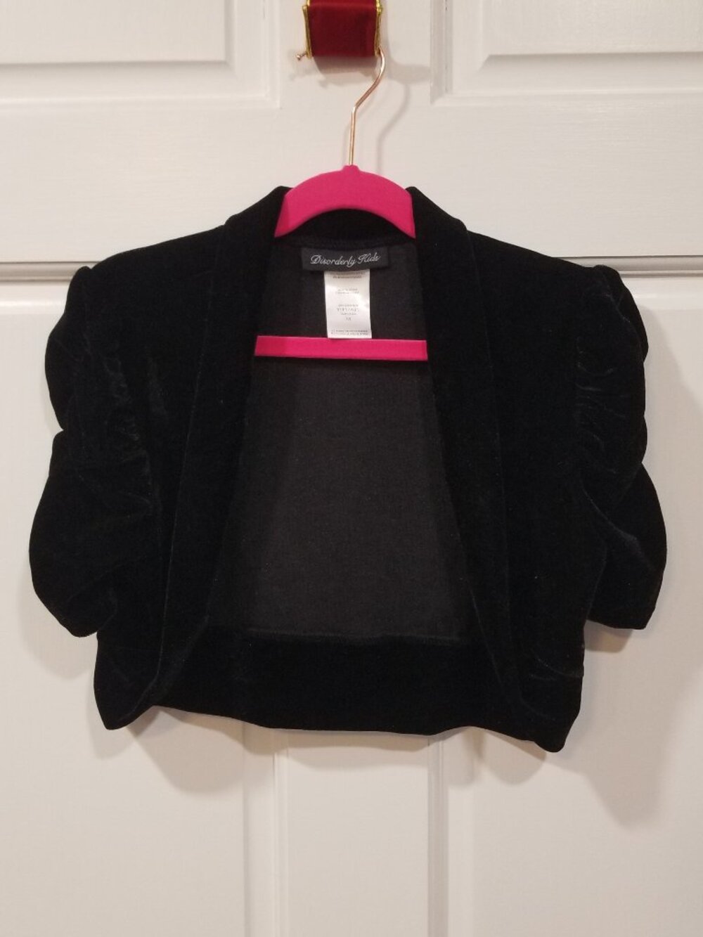 Girls' Disorderly Kids Black Velour Shrug, Size M, EUC